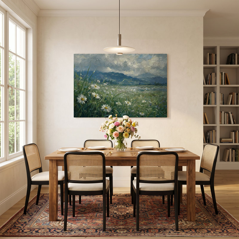 Reproduction d'une peinture de champ de marguerites sur toile - 51 x 76 cm, H 20 po x l 30 po