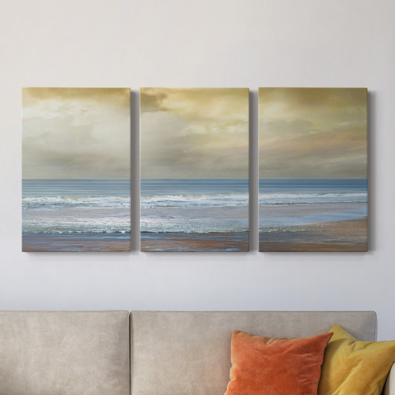 Beach Dreams - Ensemble de 3 peintures sur toile tendue, H 18 po x l 36 po x P 1 po