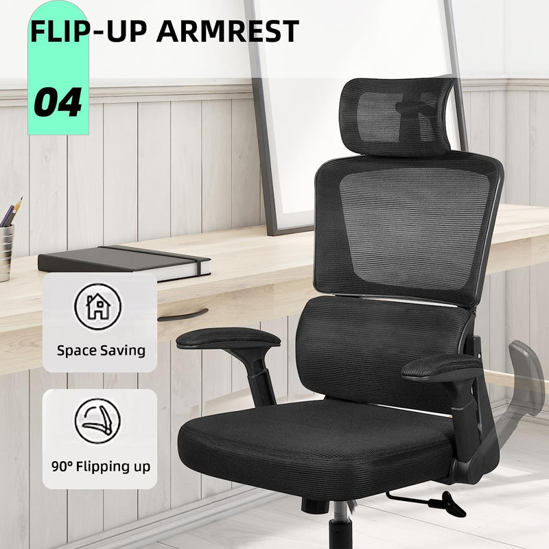 Chaise de bureau en filet, Noir