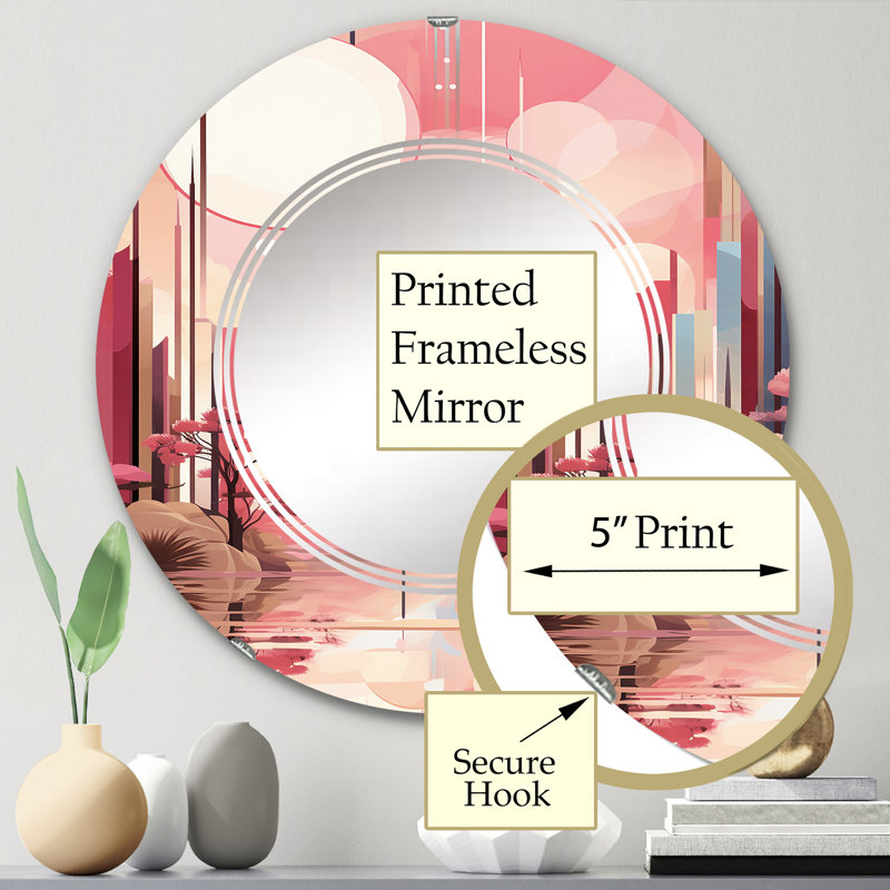 Elengi - Miroir mural moderne rond, 24 po x 24 po