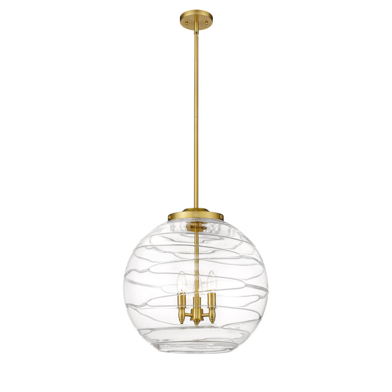 Luminaire suspendu sphérique 1 lumière Cindi, H 19,5 po x l 17,88 po x P 17,88 po, Or satiné