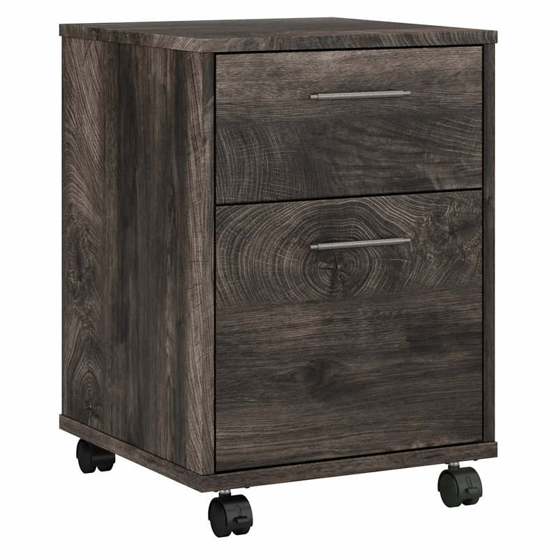 Siena 16'' Wide 2 -Drawer Mobile File Cabinet, Dark Gray Hickory