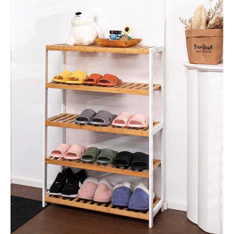 15 Pair Shoe Rack, Natural/White