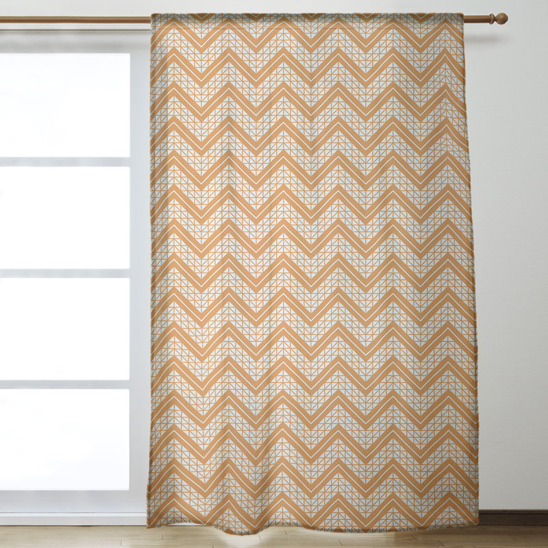 Stephenie Room Darkening Curtain Single Panel, Orange/White