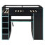Lit mezzanine double en bois avec bureau, garde-robe, grand espace de rangement et lumière RVB-895915518