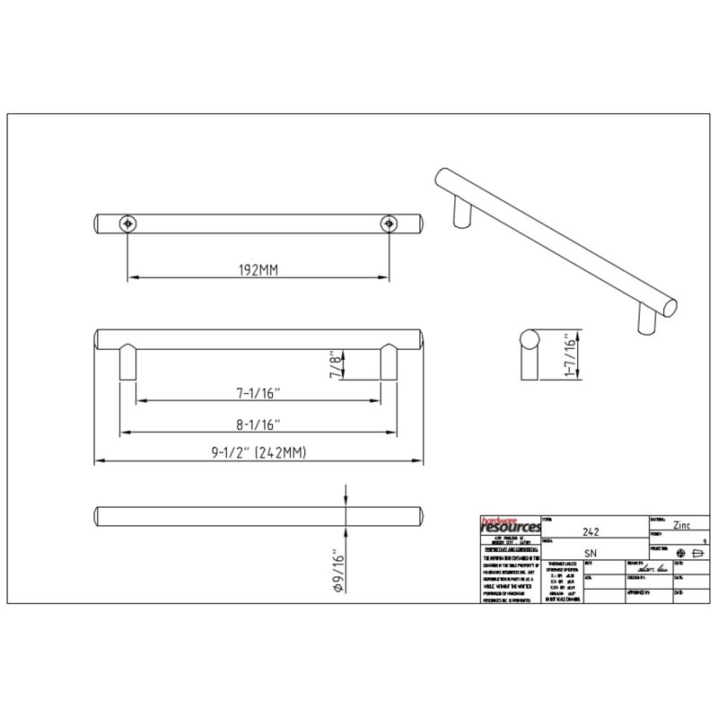 Key West Bar Pull, Satin Nickel, 5 1/16"