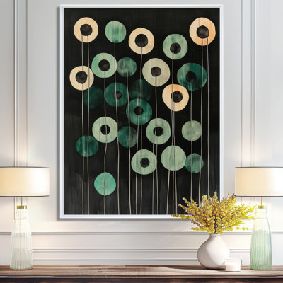 Têtes de graines émeraude - Art abstrait sur toile encadrée