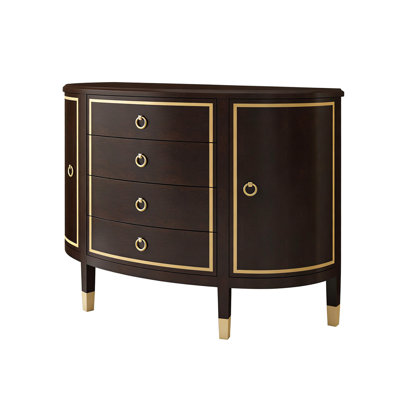 Dark Walnut Solid Wood Half-circle Console Table