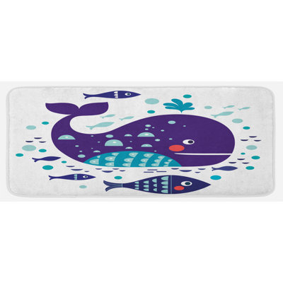 Tapis bleu marine, tapis de cuisine avec d’autres personnes en océan, tapis de cuisine blanc turquoise mauve