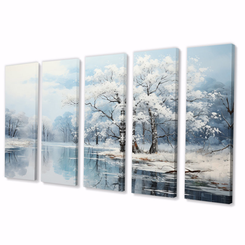 Winter Country Charm Landscape V - Impression sur toile de paysages - 5 panneaux égaux