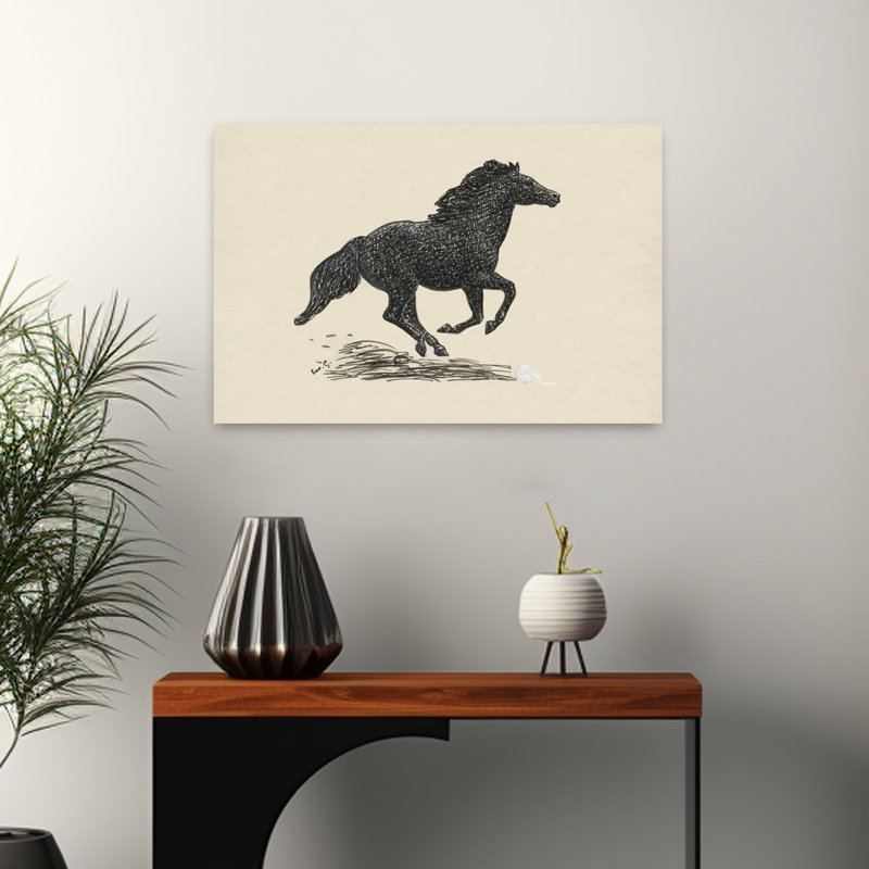 Galopperend Paard (1891 - 1941) By Leo Gestel Contemporary Horse Wall Art Print 1 Piece Wrapped Canvas Wall Art