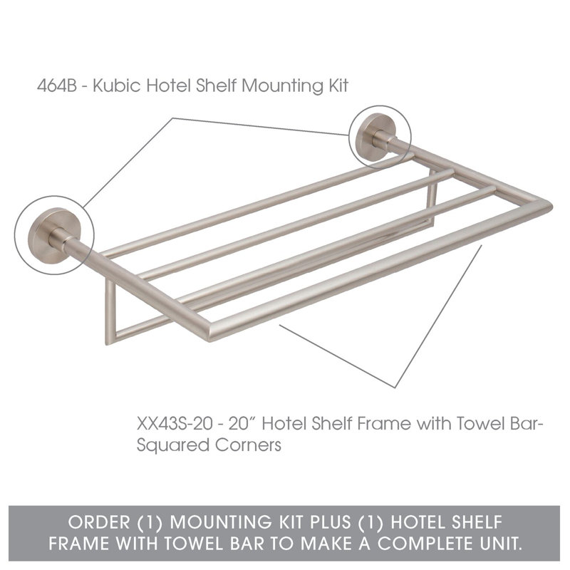 Universal 20" Metal 4-Bar Floating Shelf with Mounting Kit