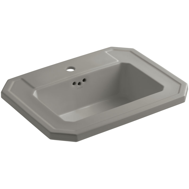 Kathryn Vitreous China Rectangular Drop-In Bathroom Sink with Overflow, Tea Green, Single