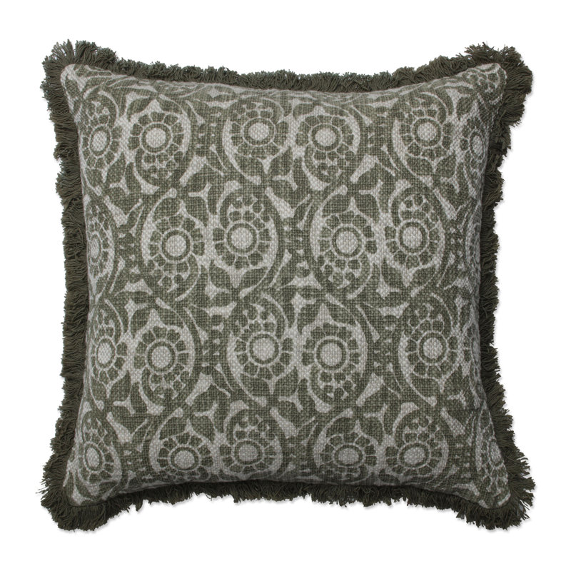 Tara Grass Embroidered Cotton Throw Pillow