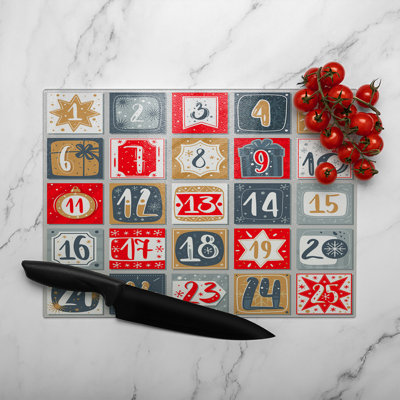 December Advent Calendar Dining Glass Chopping Board
