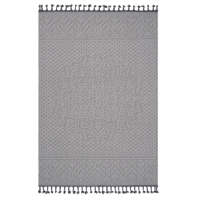 LOOM & LUXE Collection 5X7 White/Ivory /Medallion Indoor/Outdoor Area Rug, Rectangle 5'3" x 7'6"