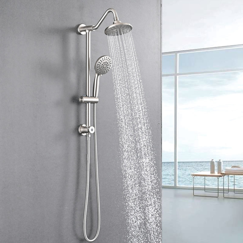 Brushed Nickel Shower With 6 Inch Rain Head And Handheld, Creating A Spa-Like Experience 2.5 Gpm Flow Rate, Handheld For Enhanced