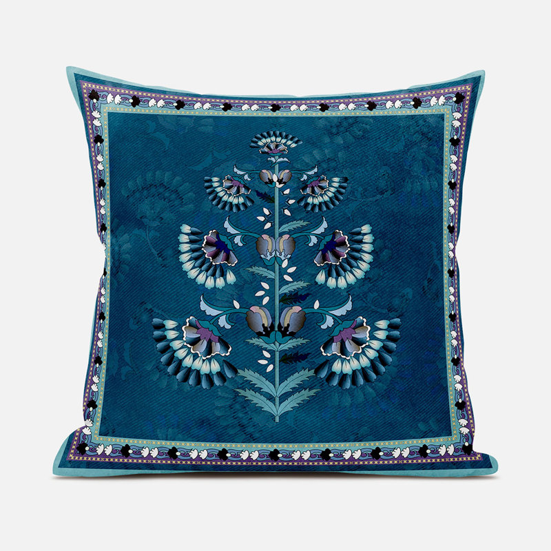 Housse et insert de coussin décoratif en polyester, 16 po x 16 po, Bleu-vert