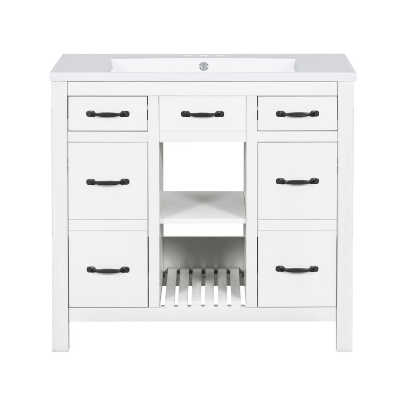 Meuble-lavabo 36 po avec lavabo supérieur, Blanc