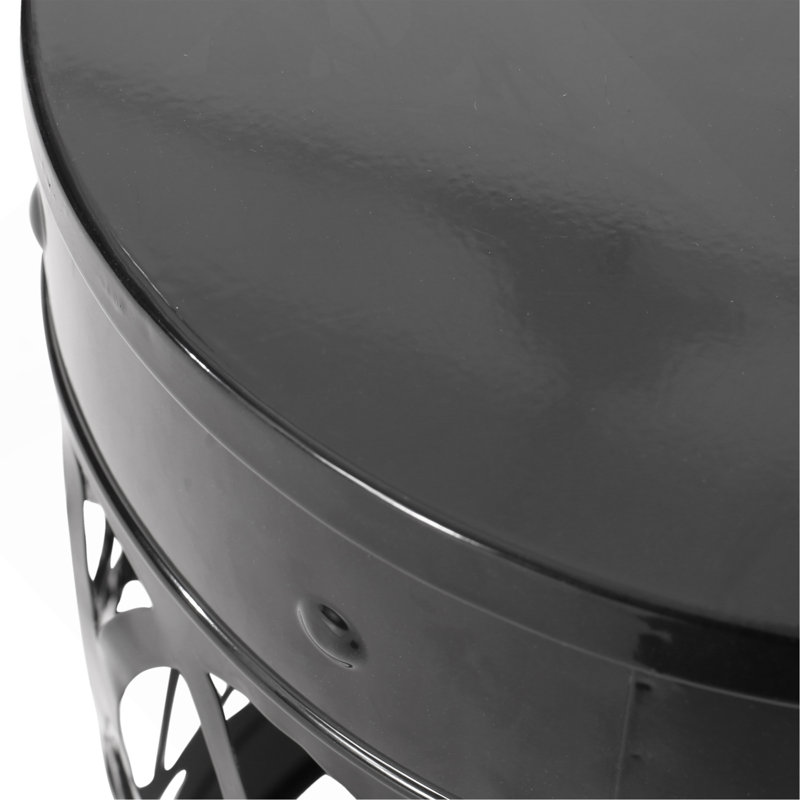 Table de bout d'extérieur en fer thermolaqué, ensemble de 2, noir, Noir, Noir, Noir