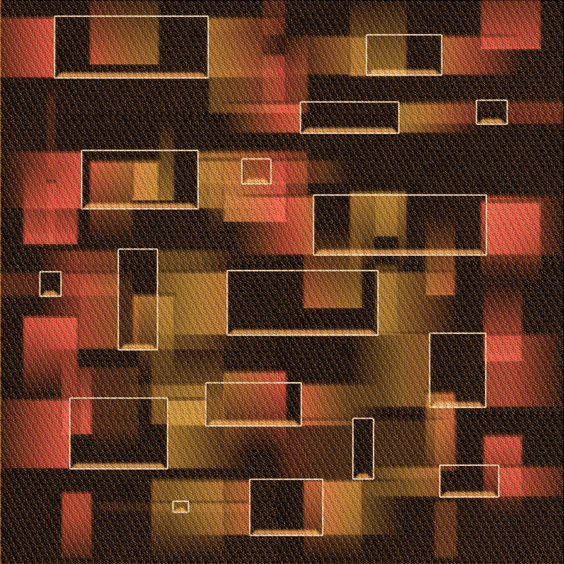 Tapis abstrait orange / brun, Carré 7 pi