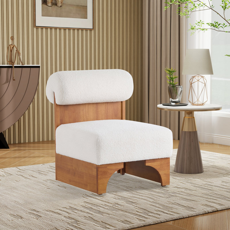 Fauteuil de chambre rembourré l 22,9 po, Polyester beige