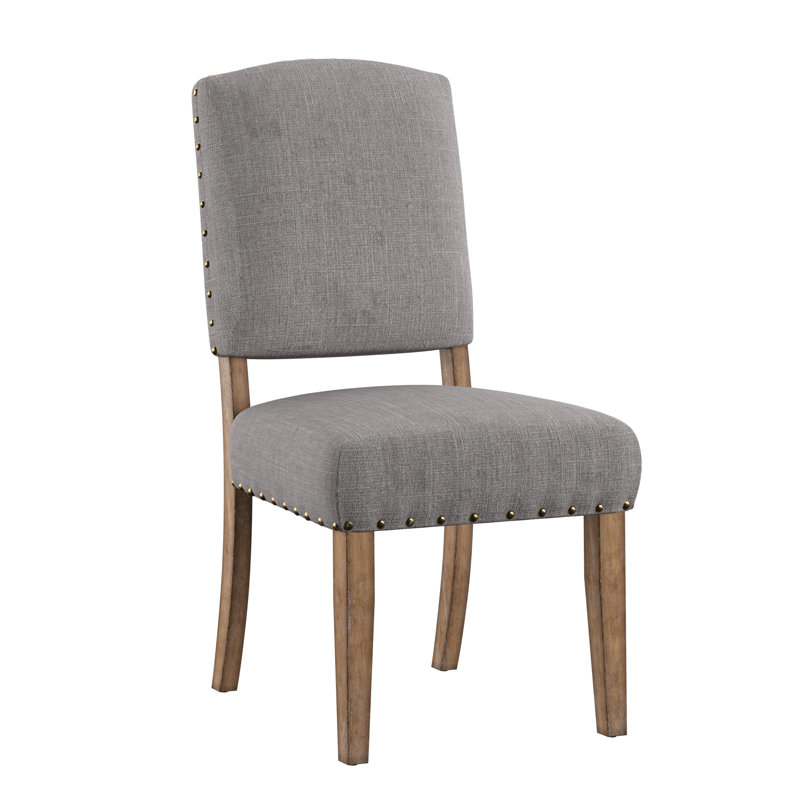 Aldrina 20.5'' H Linen Upholstered Side Chair, Gray Linen, Light Distressed Natural