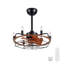 Ventilateur de plafond de style campagne moderne de 20 pouces avec grain de bois et lumière, noir rustique Fandelier