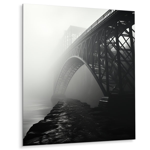 Ivy Bronx Gray Bridge Silent Passage Jet On Metal Print | Wayfair