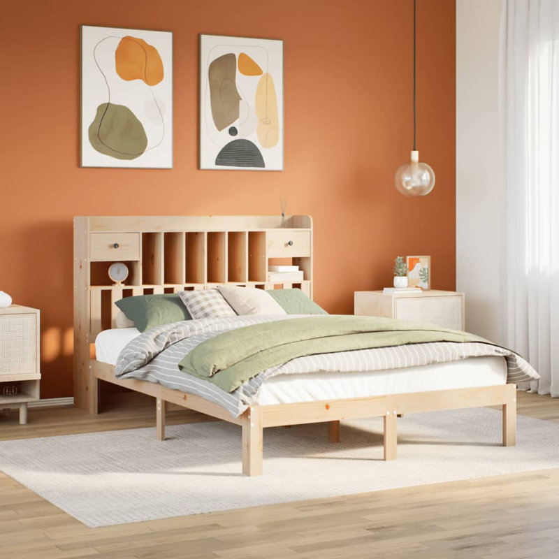 Bellandra Solid Wood Bed, Brown, European Single (90 x 200cm)