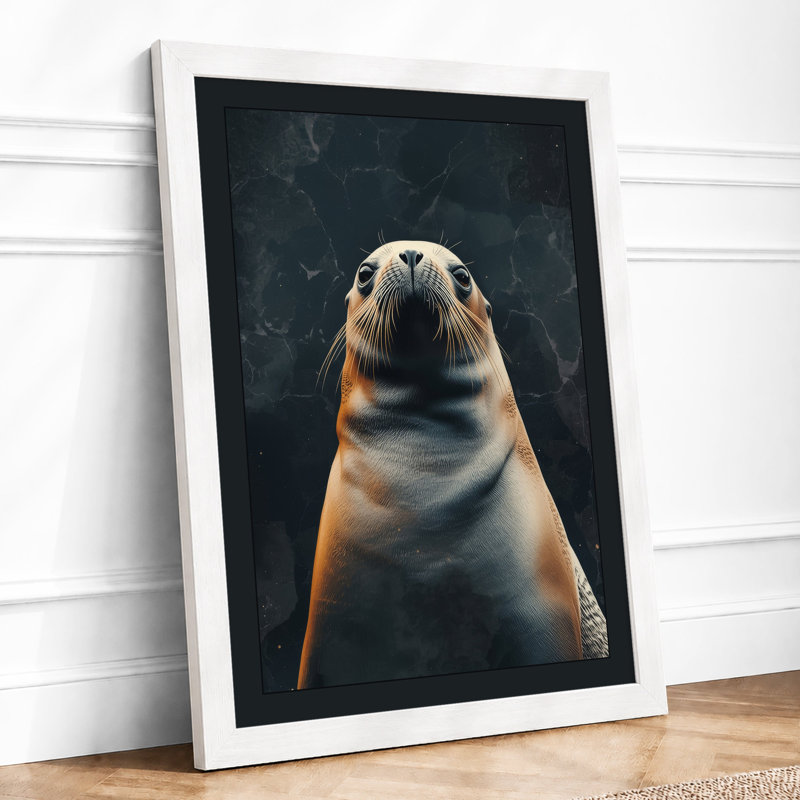 Seal's Gentle Gaze Modern - Framed Print, A1 - 84.1 x 59.4 cm, White