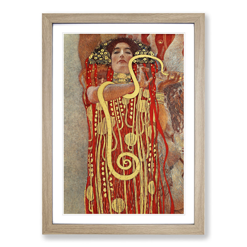 Hygeia by Gustav Klimt - Framed Print, 65cm H x 48cm W x 2cm D, Oak Framed