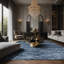 Tapis bleu soyeux et moelleux-944928910