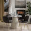 Ozias Round Marble Top Dining Table with Wood Base