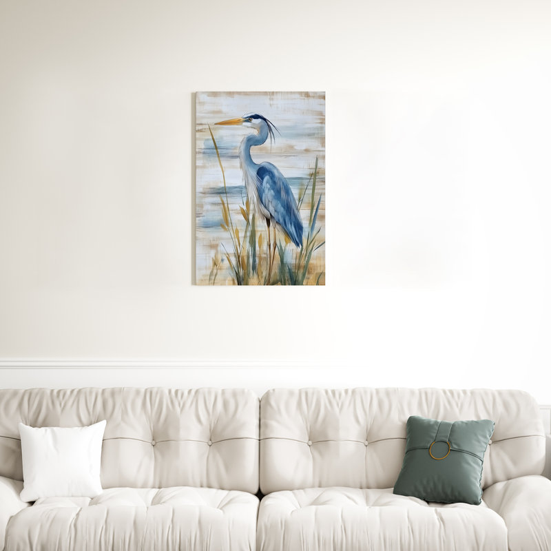Blue Heron, art mural, H 18 po x l 12 po