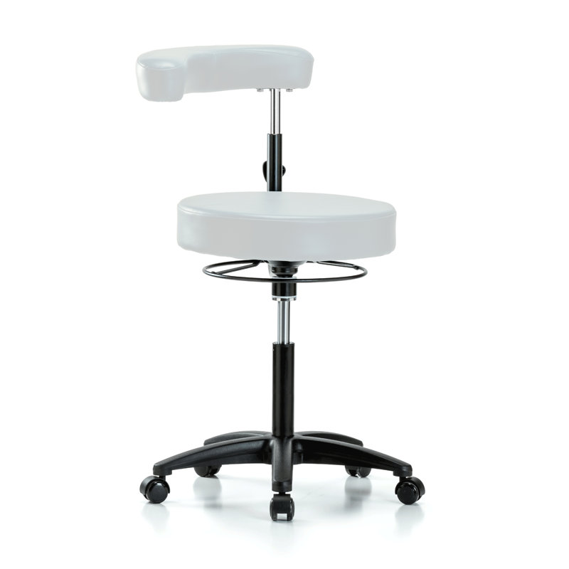 Tabouret réglable en hauteur avec bras perchoir PERCH | Hauteur du banc moyen: 22,5 à 28 po, Blanc Adobe, Vinyle