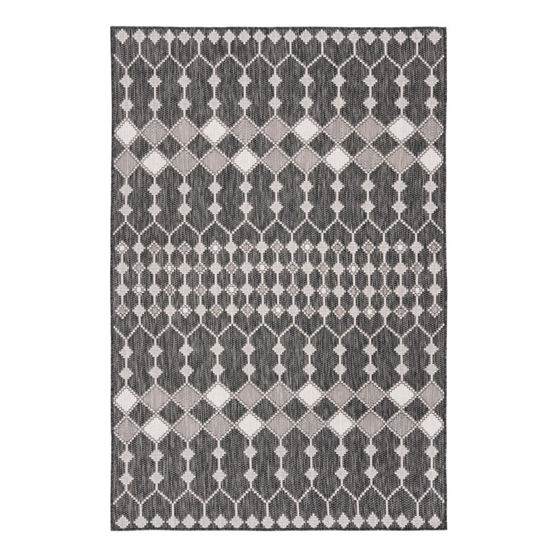 Charcoal Traliccio Indoor/Outdoor Trellis Rug, Rectangle 5'3" x 7'10"