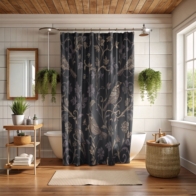 Rideau de douche Dark Blossom Premium, H 74 po x l 71 po