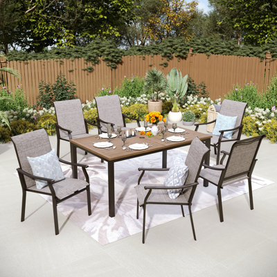 Basima 6 - Person Patio Dining Set with Rectangular Table