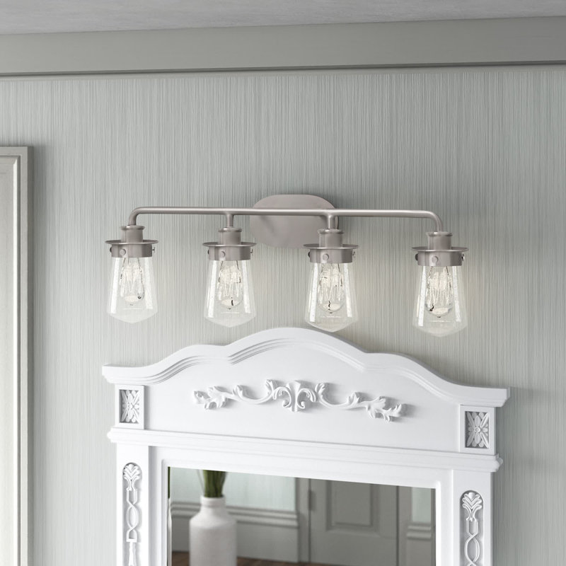 Éclairage de salle de bain à intensité variable 4 lumières DeRon, Nickel brossé