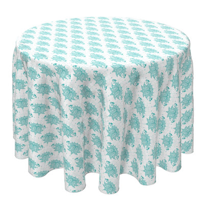 Round Floral Cotton Twill Tablecloth