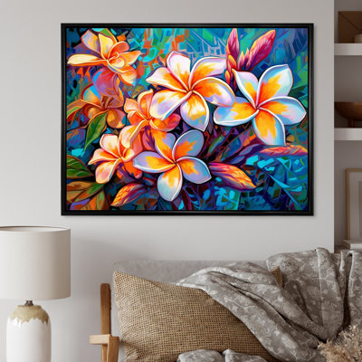 Art tropical sur toile, plumeria tropical