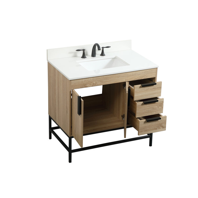 Ensemble de meuble-lavabo simple 36 po Eugene, Bois de manguier