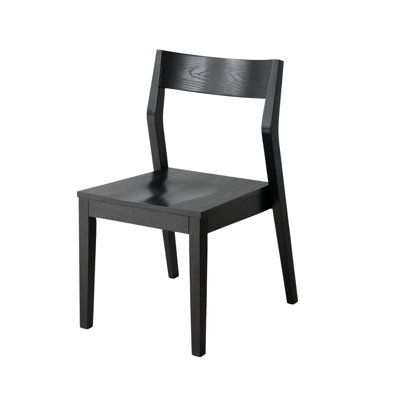 Morven Dining Chair, A Solid Wood Windsor Kitchen Chair with Angular Back & curved Design, Reinforced Hardwood Frame, Ebony Black Finish.