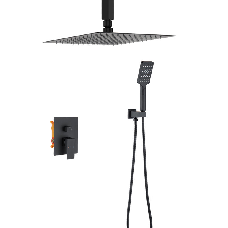 Complete Shower System with Rough in-Valve, Matte Black