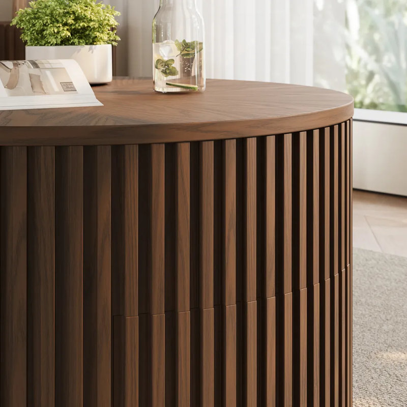 Silva - Lifting Top Round Coffee Table, 17.72" H x 31.5" L x 31.5" W, Walnut
