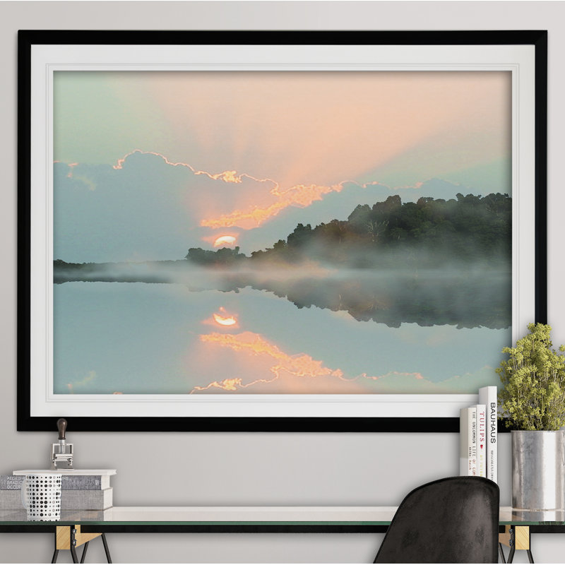 Cove coucher de soleil, Cadre noir, H 20 po x l 24 po x P 1,5 po