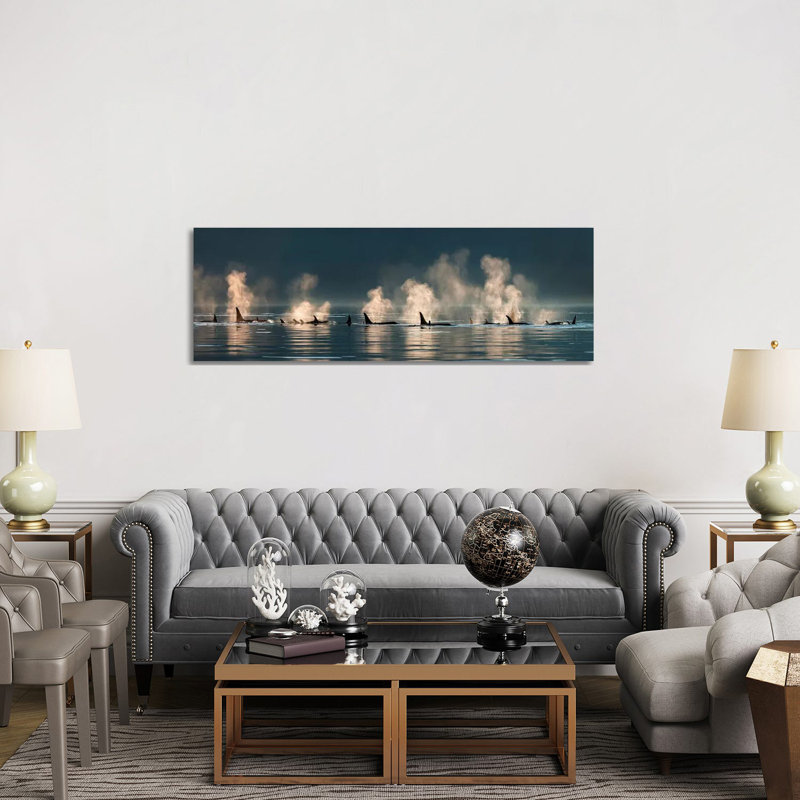 A Group Of Orcas Come To The Surface On A Calm Day, Lynn Canal, Inside Passage, Alaska by Design Pics - Wrapped Canvas Print