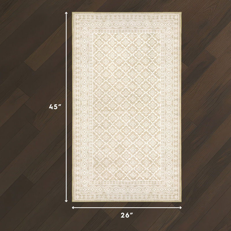 Laura Ashley Washable Printed Velvet Rug, 2'1" x 3'9", Beige