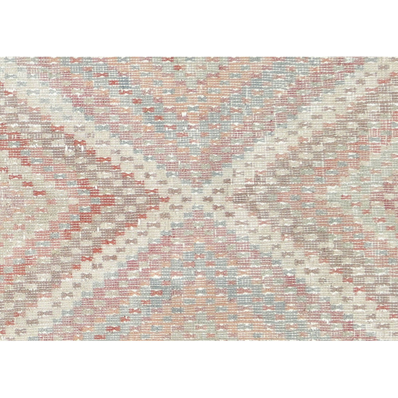 Tapis unique en laine noué à la main beige, rouge et brun de 6 pi 5 po x 10 pi 9 po des années 1960